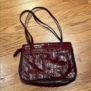 Glossy Burgundy Shoulder eel skin bag